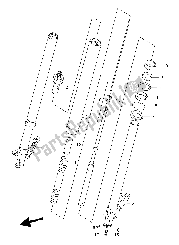 All parts for the Front Damper of the Suzuki TL 1000R 1999