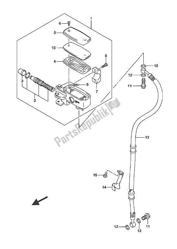 All parts for the Front Master Cylinder (vl800ue E19) of the Suzuki VL 800 Intruder 2016