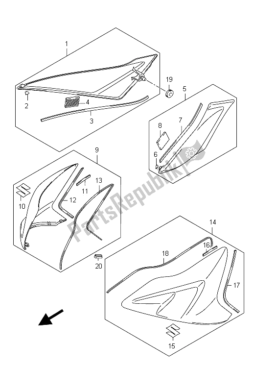 Tutte le parti per il Coperchio Serbatoio Carburante (gsx-r600 E24) del Suzuki GSX R 600 2012