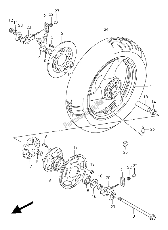 Tutte le parti per il Ruota Posteriore del Suzuki GSX 750F 1997