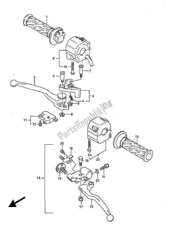 All parts for the Handle Switch of the Suzuki GSX R 750 1991