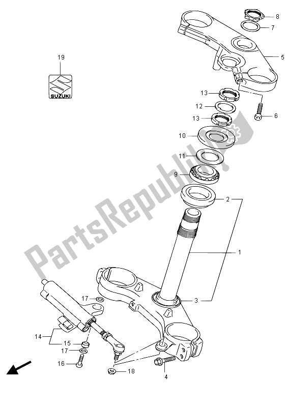 All parts for the Steering Stem of the Suzuki GSX R 750 2015