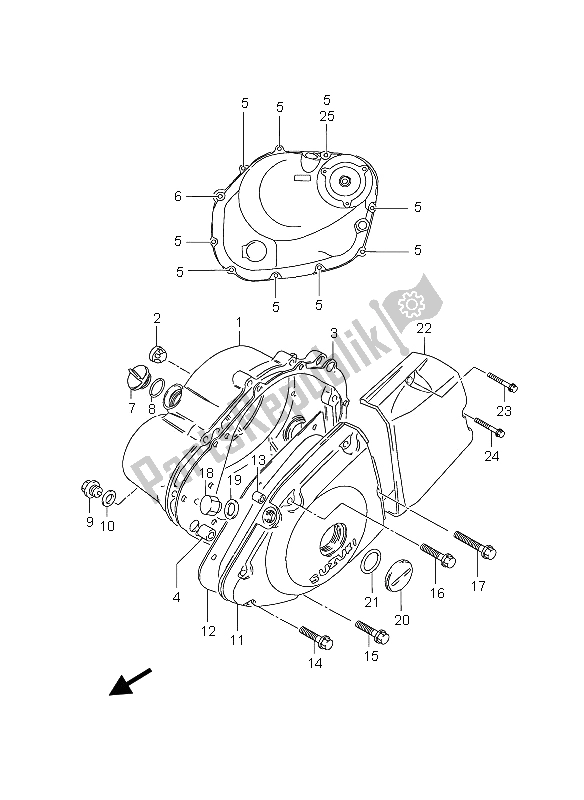 All parts for the Crankcase Cover of the Suzuki GZ 125 Marauder 2006