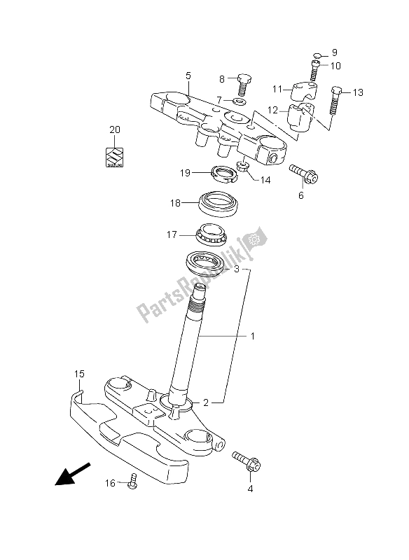 All parts for the Steering Stem of the Suzuki GZ 125 Marauder 2005