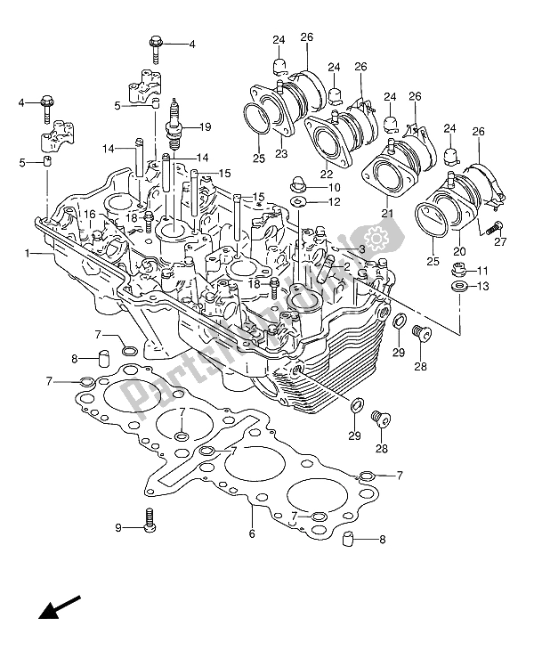 Todas las partes para Cabeza De Cilindro de Suzuki GSX 600 FUU2 1990