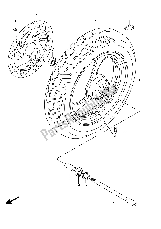 All parts for the Front Wheel of the Suzuki VZ 800 Intruder 2015