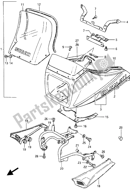 All parts for the Cowling (gsx750es) of the Suzuki GSX 750 Esefe 1985