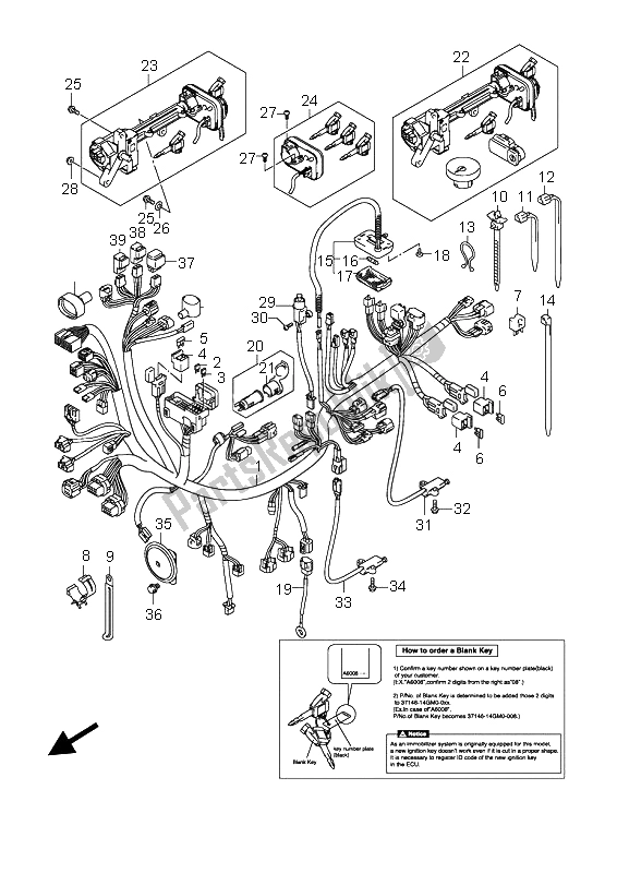 Todas las partes para Mazo De Cables (an650 E24) de Suzuki AN 650A Burgman Executive 2009