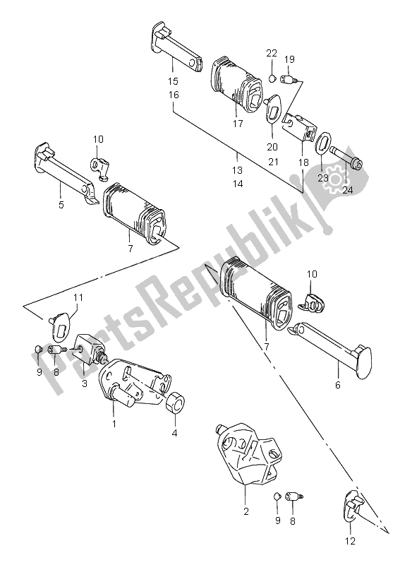 All parts for the Footrest of the Suzuki LS 650 Savage 2000