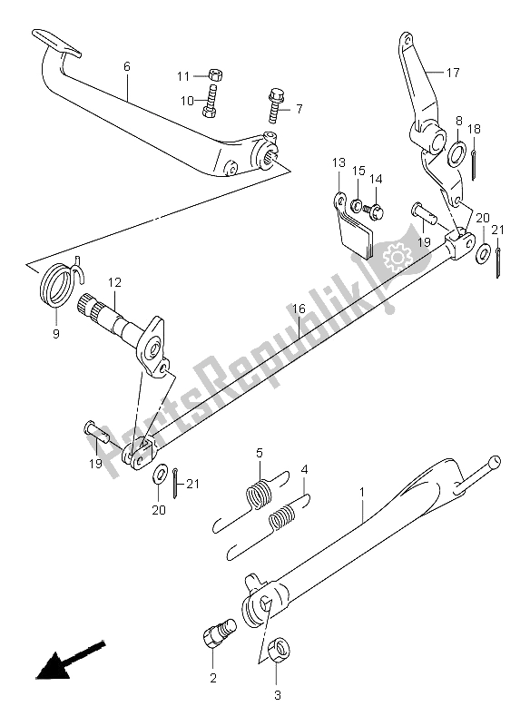 All parts for the Rear Brake of the Suzuki VL 125 Intruder 2005