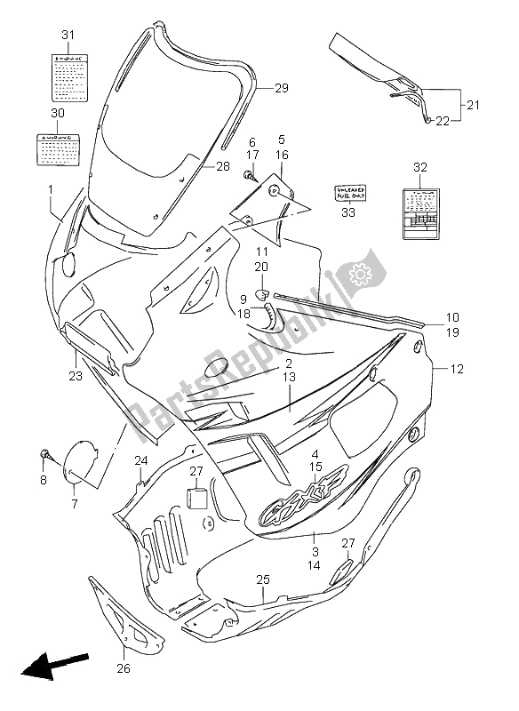 Tutte le parti per il Corpo Da Cowboy del Suzuki GSX 600F 1996