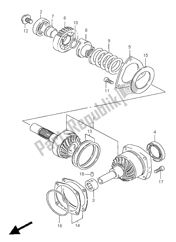 All parts for the Secondary Drive Gear of the Suzuki VS 1400 Intruder 2000