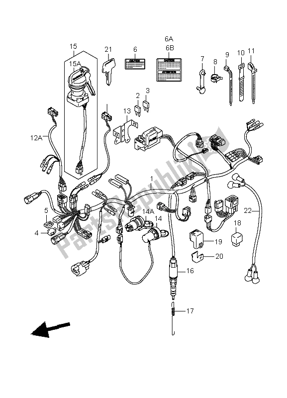 All parts for the Wiring Harness of the Suzuki LT A 400F Eiger 4X4 2004