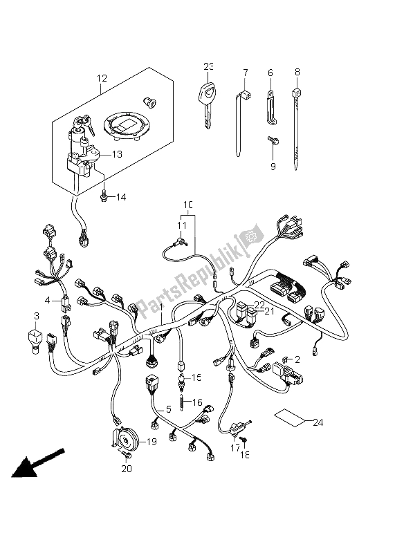 Tutte le parti per il Cablaggio (gsx650f E24) del Suzuki GSX 650 FA 2011