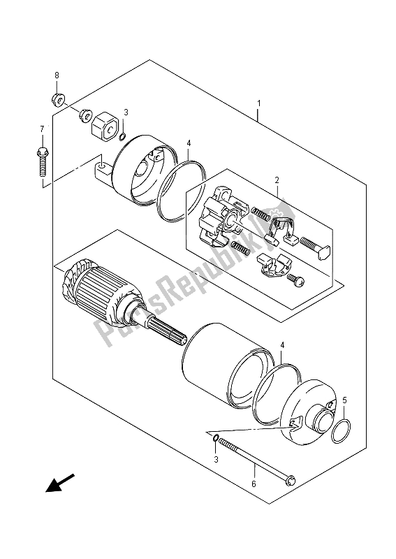 All parts for the Starting Motor of the Suzuki LT A 750 XVZ Kingquad AXI 4X4 2015