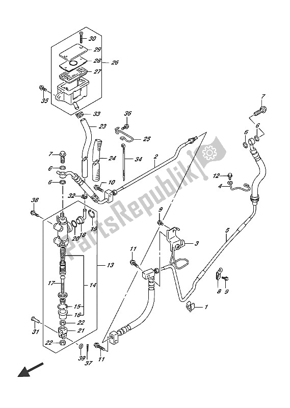 All parts for the Rear Master Cylinder of the Suzuki VL 1500T Intruder 2016