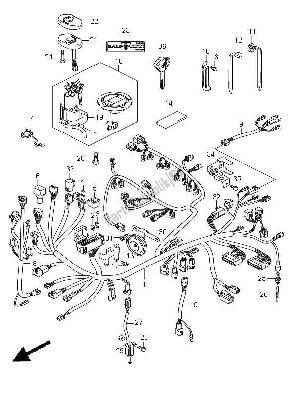 Todas las partes para Arnés De Cableado de Suzuki GSX 1300R Hayabusa 2010