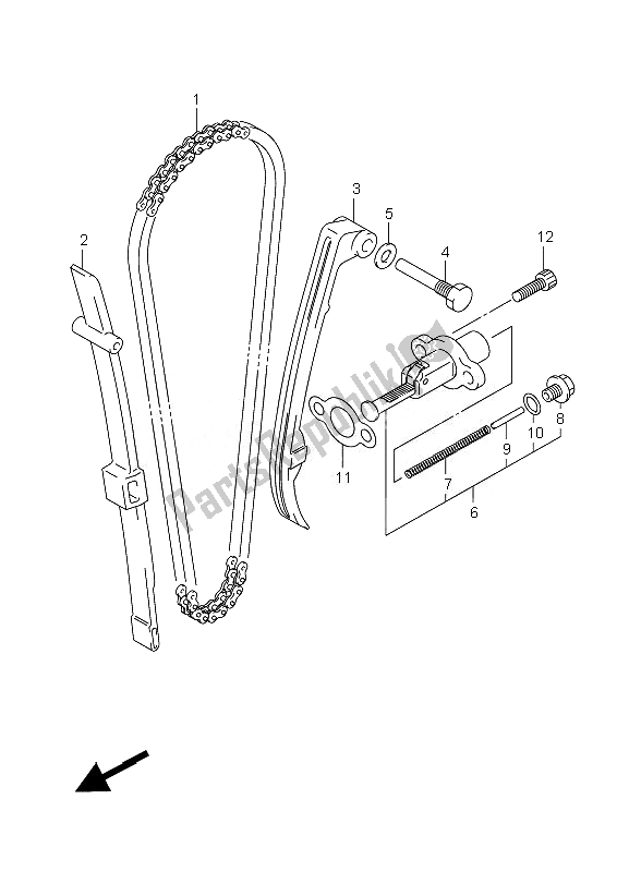 All parts for the Cam Chain of the Suzuki LT F 250 Ozark 2010