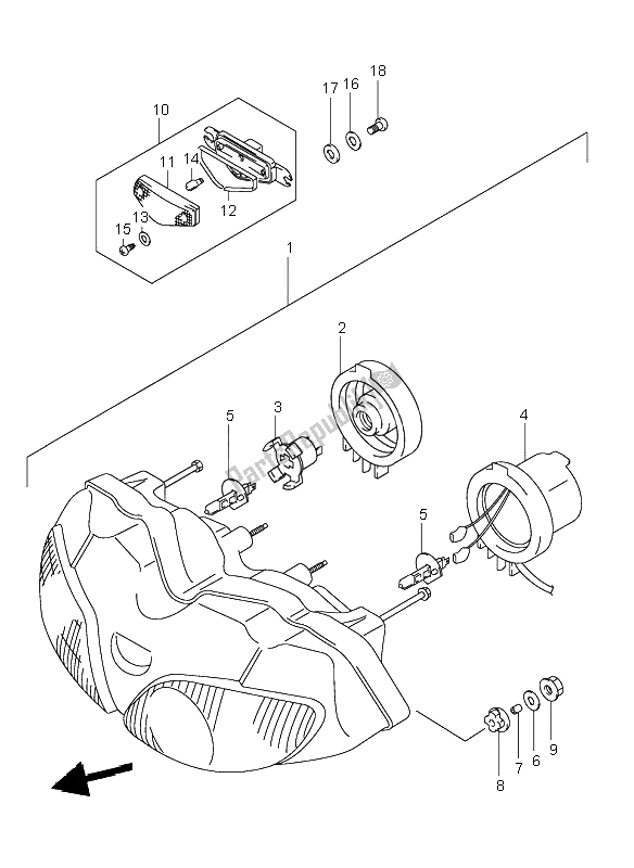 All parts for the Headlamp (sv650s-su) of the Suzuki SV 650 NS 1999