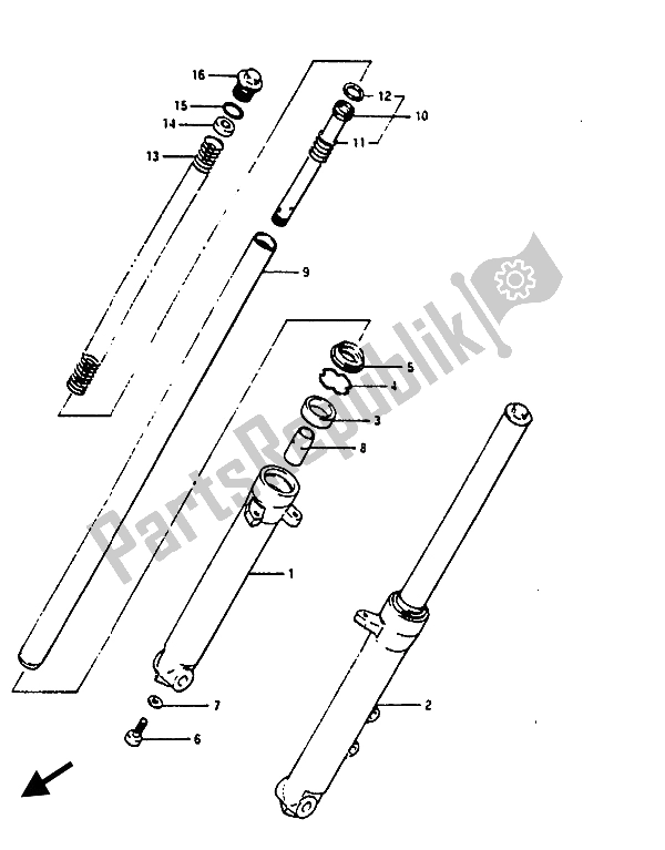Tutte le parti per il Ammortizzatore Anteriore del Suzuki RG 125 CUC Gamma 1987