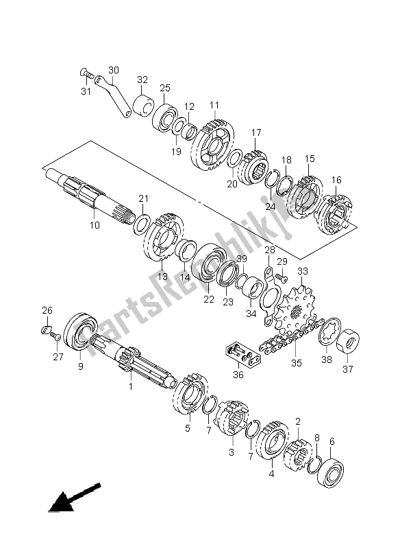 All parts for the Transmission of the Suzuki DR Z 400E 2009