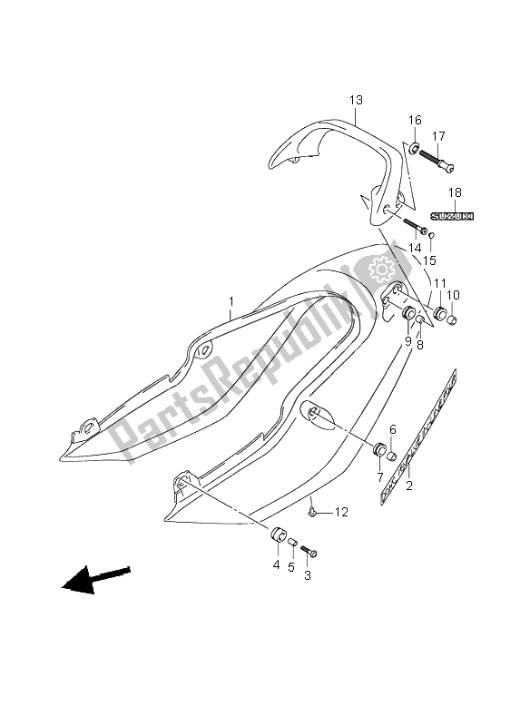 All parts for the Seat Tail Cover (gsf600s-su) of the Suzuki GSF 600 NS Bandit 2001