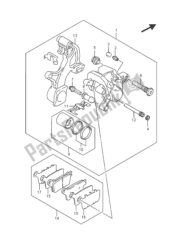 Tutte le parti per il Pinza Posteriore (gsx-r1000uf) del Suzuki GSX R 1000A 2016