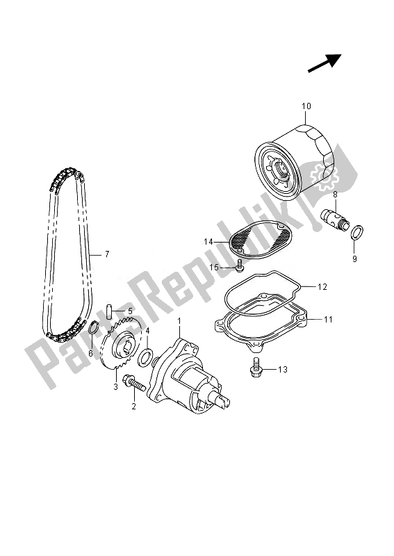 Alle onderdelen voor de Oliepomp van de Suzuki VL 800B Intruder 2014