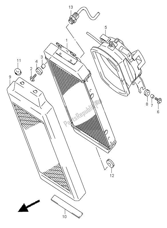 All parts for the Radiator of the Suzuki VL 800 Volusia 2001