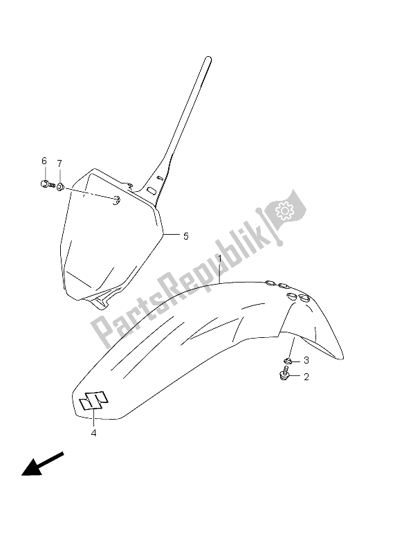 All parts for the Front Fender of the Suzuki DR Z 125 SW LW 2012