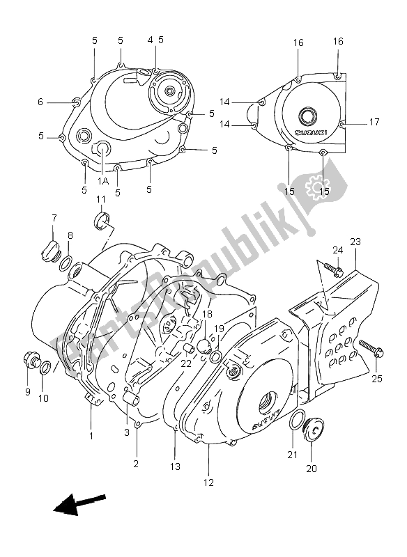 Wszystkie części do Pokrywa Skrzyni Korbowej Suzuki DR 125 SE 1998