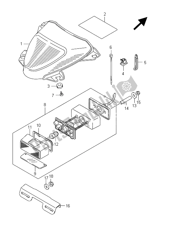 All parts for the Rear Combination Lamp of the Suzuki VZ 800 Intruder 2011