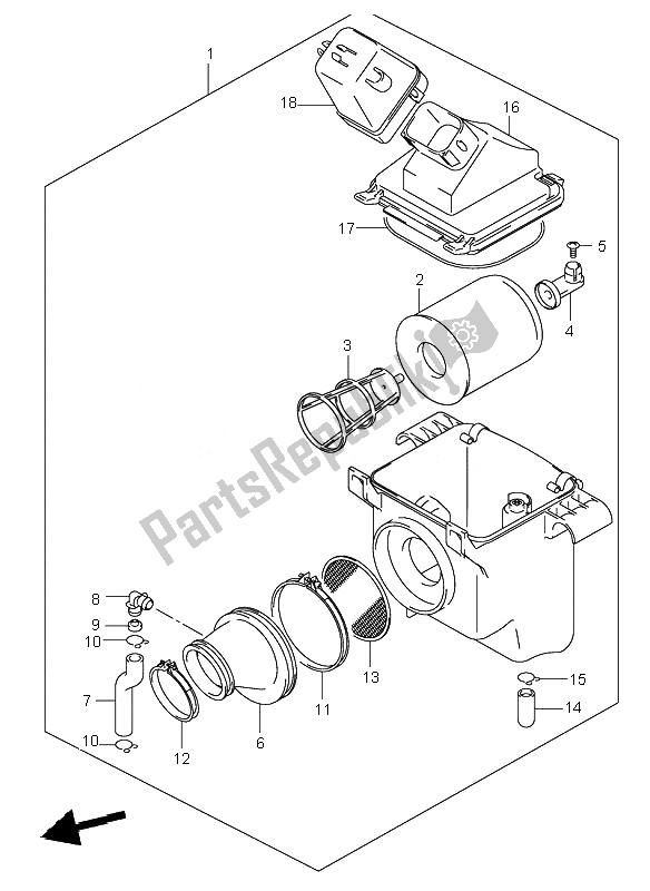 All parts for the Air Cleaner of the Suzuki LT Z 250 Quadsport 2007