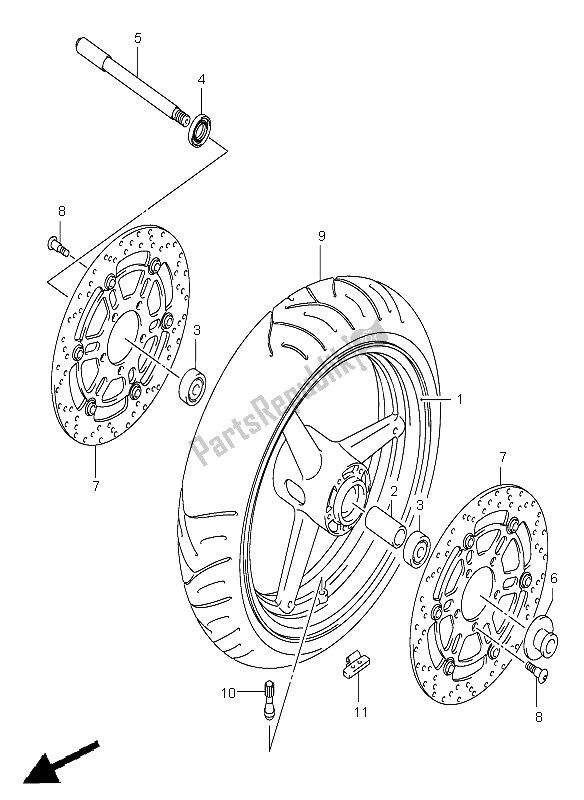 All parts for the Front Wheel (gsf650-u-s-su) of the Suzuki GSF 650 Nsnasa Bandit 2005