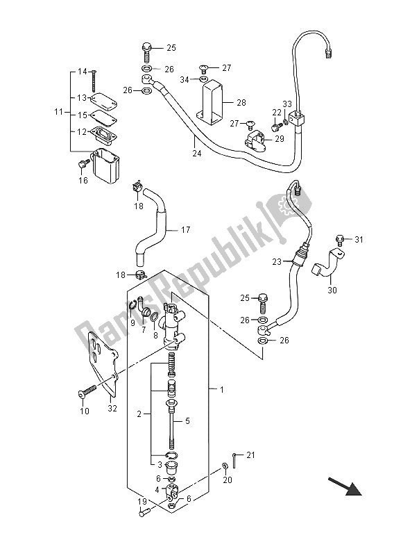 Todas las partes para Cilindro Maestro Trasero de Suzuki DL 1000A V Strom 2016