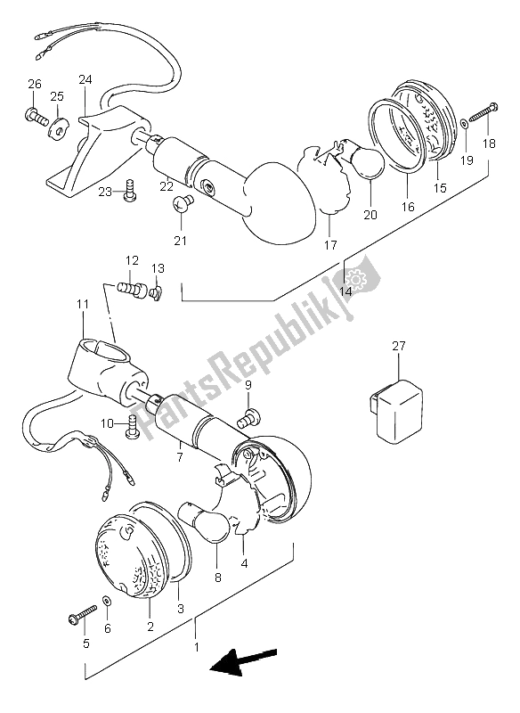 Tutte le parti per il Indicatore Di Direzione del Suzuki VS 800 Intruder 1998