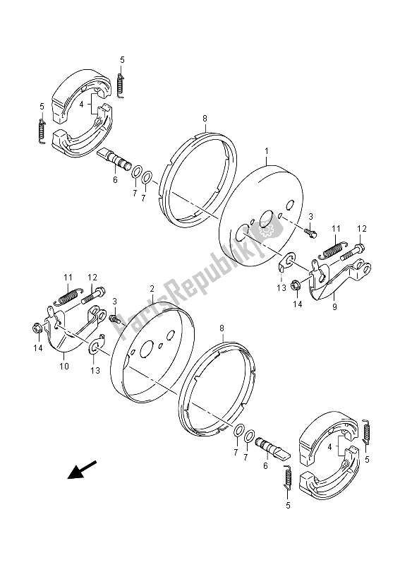 All parts for the Front Wheel Brake of the Suzuki LT Z 90 Quadsport 2015