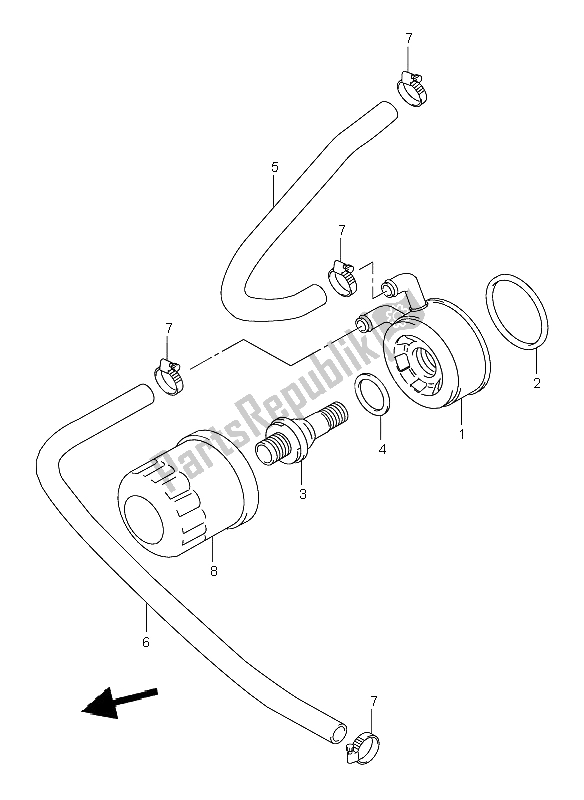 All parts for the Oil Cooler of the Suzuki TL 1000R 1998