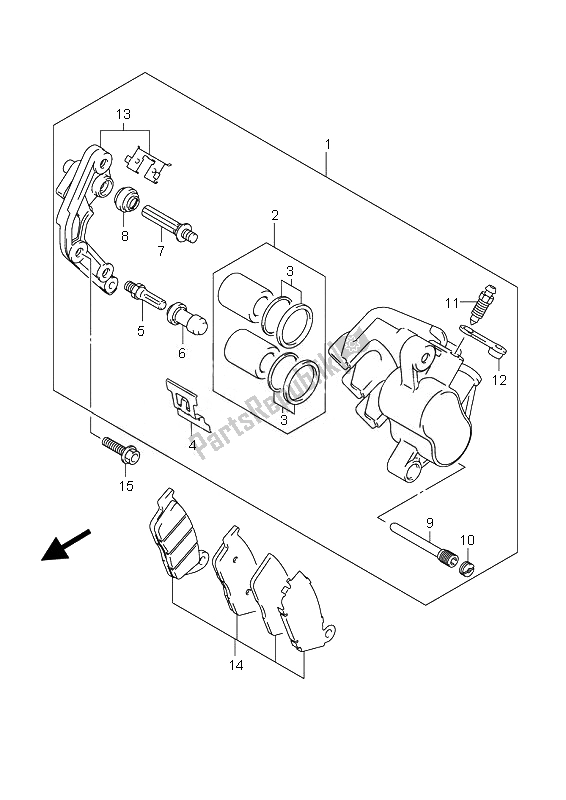 All parts for the Front Caliper of the Suzuki AN 650A Burgman Executive 2010