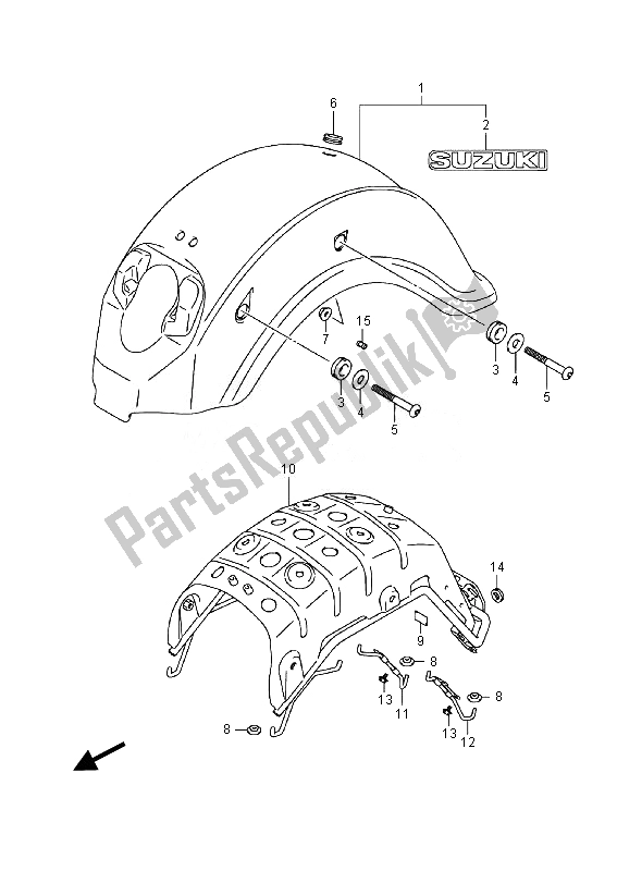 Tutte le parti per il Parafango Posteriore (vl800 E19) del Suzuki VL 800 CT Intruder 2014