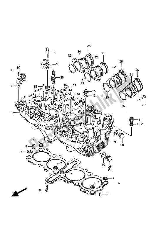 Toutes les pièces pour le Culasse du Suzuki GSX 1100F 1990