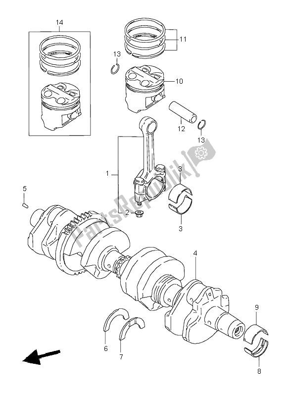 Tutte le parti per il Albero A Gomiti del Suzuki GSX 600F 1996