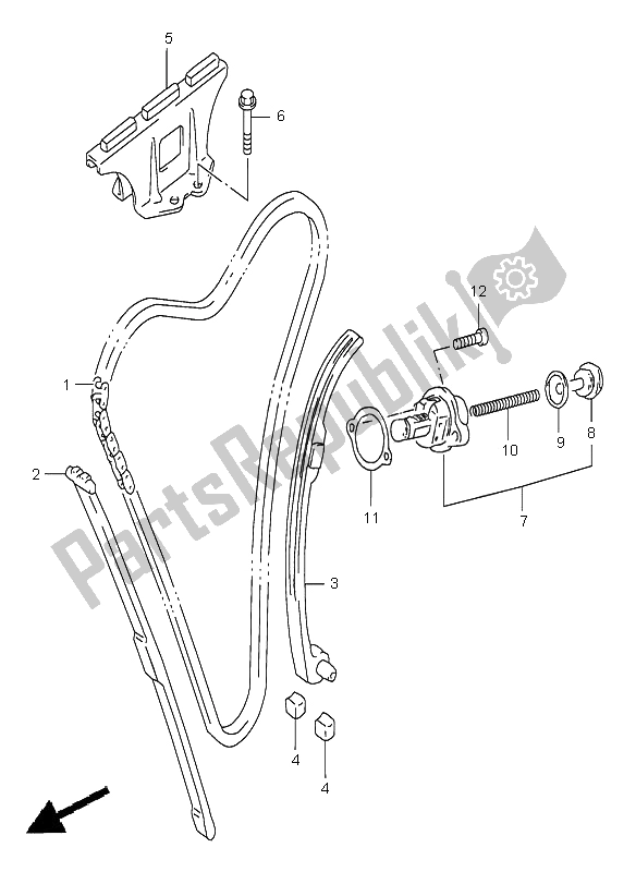 All parts for the Cam Chain of the Suzuki GSX 600F 1997