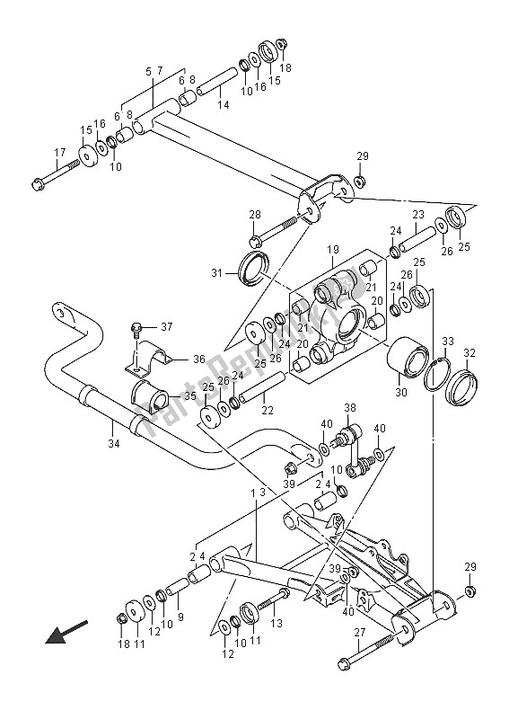 All parts for the Rear Suspension Arm of the Suzuki LT A 750 XZ Kingquad AXI 4X4 2016