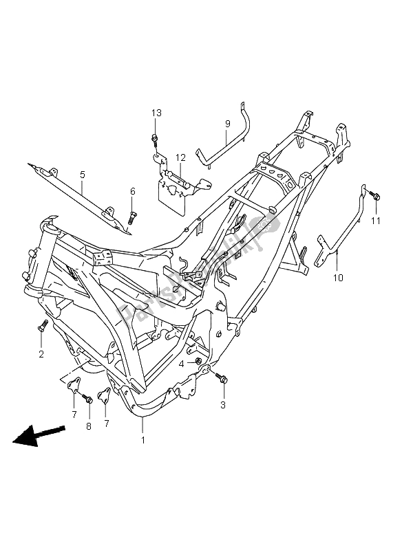 All parts for the Frame of the Suzuki GSX 600F 2001