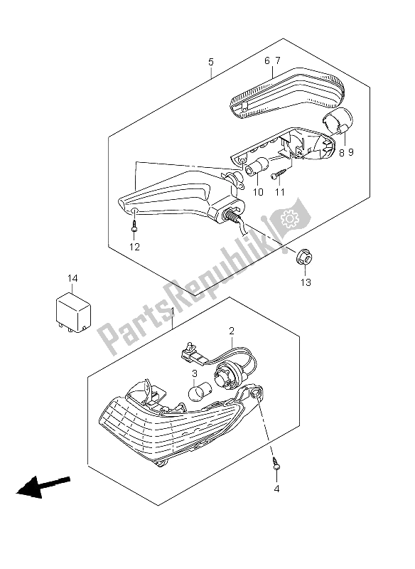 All parts for the Turnsignal Lamp of the Suzuki GSR 600A 2009