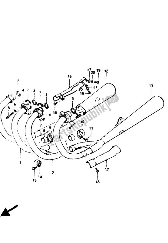 Toutes les pièces pour le Silencieux du Suzuki GS 1100G 1986