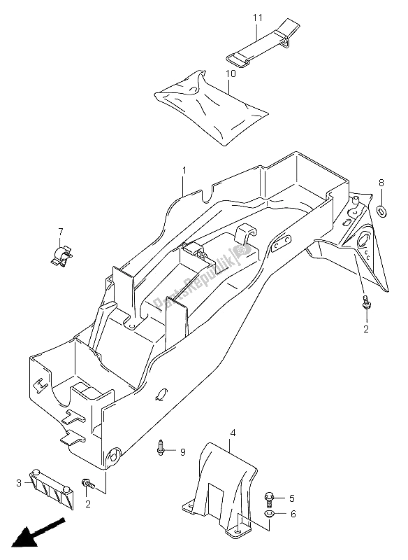 Alle onderdelen voor de Achterspatbord van de Suzuki GSX R 600 2001