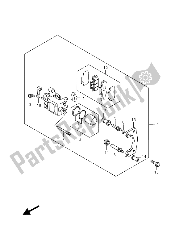 All parts for the Rear Caliper of the Suzuki UH 200A Burgman 2015