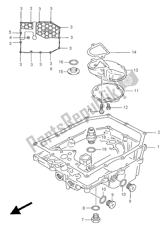 All parts for the Oil Pan of the Suzuki GSF 1200 Nssa Bandit 1998